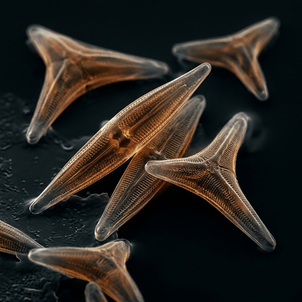 Mikroalge Phaeodactylum tricornutum in Nahaufnahme